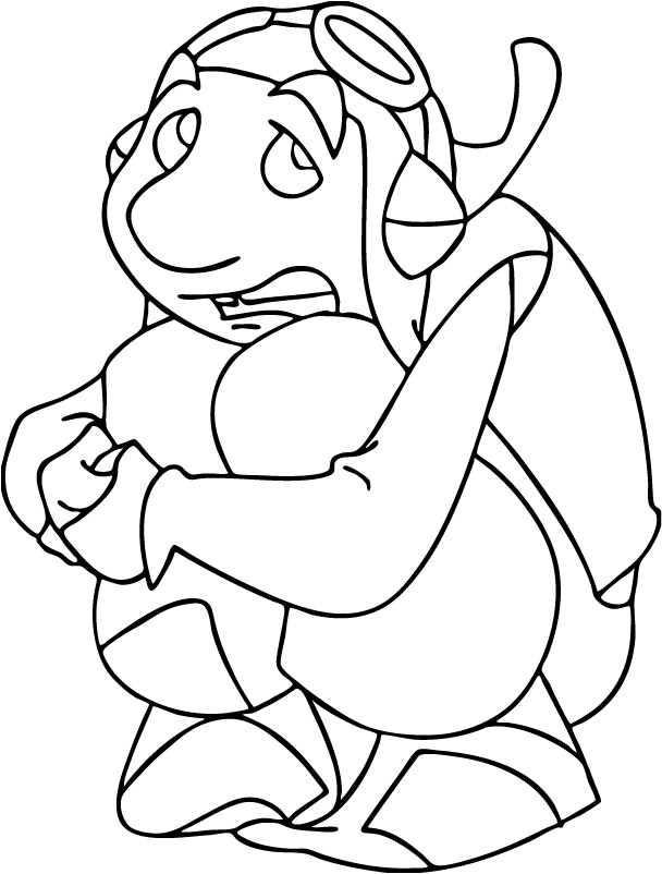 coloriage chasseur de dragons Gwizdo accroupie